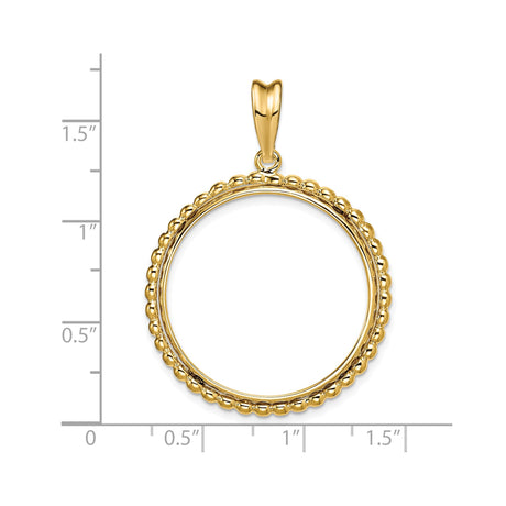 27 mm 14k Yellow Gold coin bezel pendant for US $25 American Eagle — size reference (ruler)