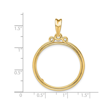 27 mm 14k Yellow Gold coin bezel pendant for US $25 American Eagle — size reference (ruler)