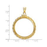 27 mm 14k Yellow Gold coin bezel pendant for US $25 American Eagle — size reference (ruler)