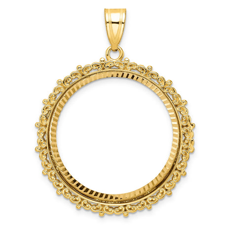 27 mm 14k Yellow Gold coin bezel pendant for US $25 American Eagle