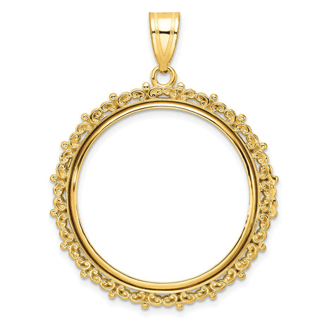 27 mm 14k Yellow Gold coin bezel pendant for US $25 American Eagle