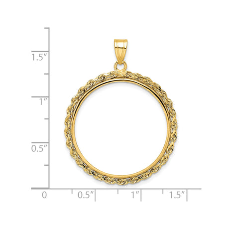 27 mm 14k Yellow Gold coin bezel pendant for US $25 American Eagle — size reference (ruler)