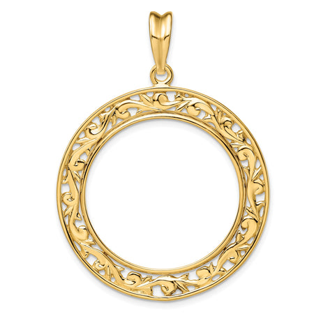 27 mm 14k Yellow Gold coin bezel pendant for US $25 American Eagle