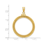 27 mm 14k Yellow Gold coin bezel pendant for US $25 American Eagle — size reference (ruler)
