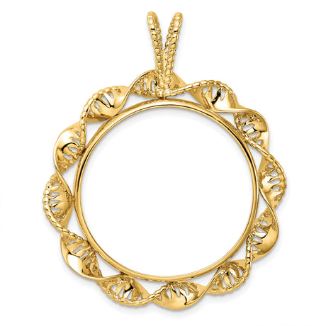 28 mm 14k Yellow Gold coin bezel pendant for US Frank Lloyd Wright