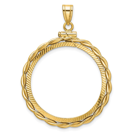 28 mm 14k Yellow Gold coin bezel pendant for US John Steinbeck