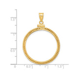 28 mm 14k Yellow Gold coin bezel pendant for US John Steinbeck — size reference (ruler)