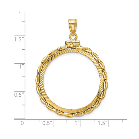 28 mm 14k Yellow Gold coin bezel pendant for US Marian Anderson — size reference (ruler)