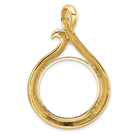 22 mm 14k Yellow Gold coin bezel pendant for US $10 American Buffalo — additional image