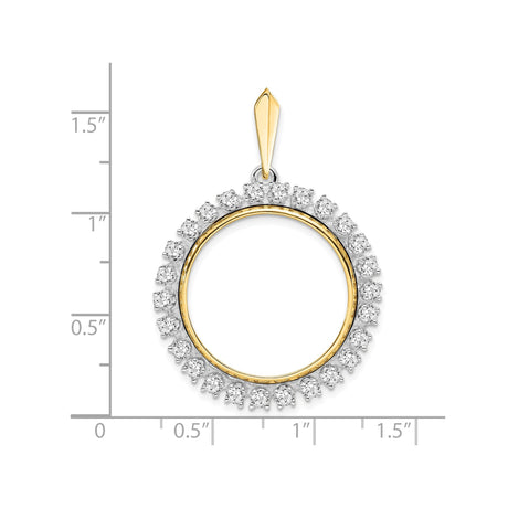22 mm 14k Multi-Tone Gold coin bezel pendant for US $10 American Buffalo — size reference (ruler)