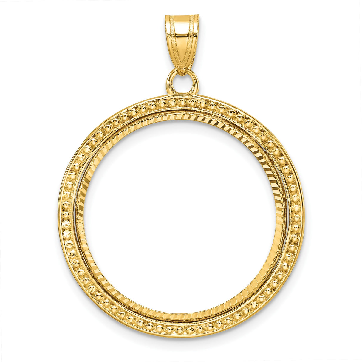 22 mm 14k Yellow Gold coin bezel pendant for US $10 American Buffalo