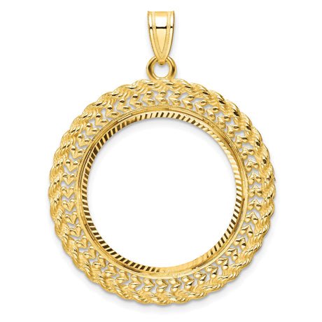 22 mm 14k Yellow Gold coin bezel pendant for US $10 American Buffalo