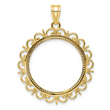 22 mm 14k Yellow Gold coin bezel pendant for US $10 American Buffalo