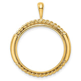 22 mm 14k Yellow Gold coin bezel pendant for US $10 American Buffalo