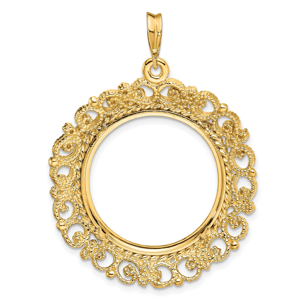 22 mm 14k Yellow Gold coin bezel pendant for US $10 American Buffalo — additional image