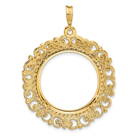 22 mm 14k Yellow Gold coin bezel pendant for US $10 American Buffalo — additional image