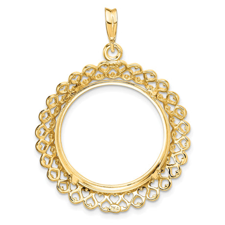 22 mm 14k Yellow Gold coin bezel pendant for US $10 American Buffalo — additional image
