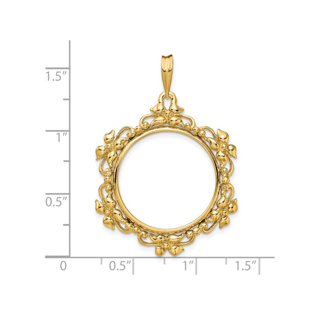 22 mm 14k Yellow Gold coin bezel pendant for US $10 American Buffalo — size reference (ruler)