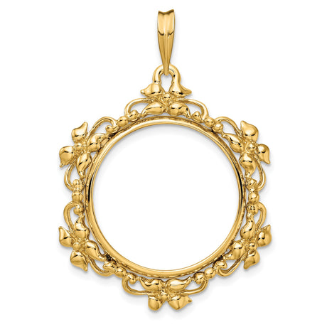 22 mm 14k Yellow Gold coin bezel pendant for US $10 American Buffalo
