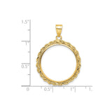 22 mm 14k Yellow Gold coin bezel pendant for US $10 American Buffalo — size reference (ruler)