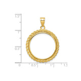 22 mm 14k Yellow Gold coin bezel pendant for US $10 American Buffalo — size reference (ruler)