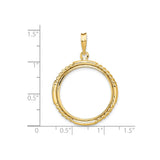 22 mm 14k Yellow Gold coin bezel pendant for US $10 American Buffalo — size reference (ruler)