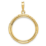 22 mm 14k Yellow Gold coin bezel pendant for US $10 American Buffalo