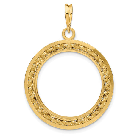 22 mm 14k Yellow Gold coin bezel pendant for US $10 American Buffalo — additional image
