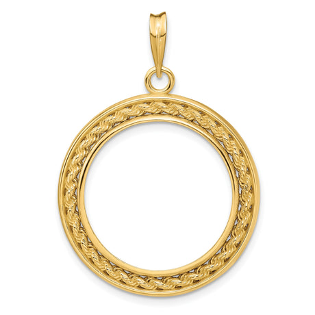 22 mm 14k Yellow Gold coin bezel pendant for US $10 American Buffalo