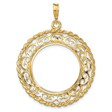 22 mm 14k Yellow Gold coin bezel pendant for US $10 American Buffalo — additional image