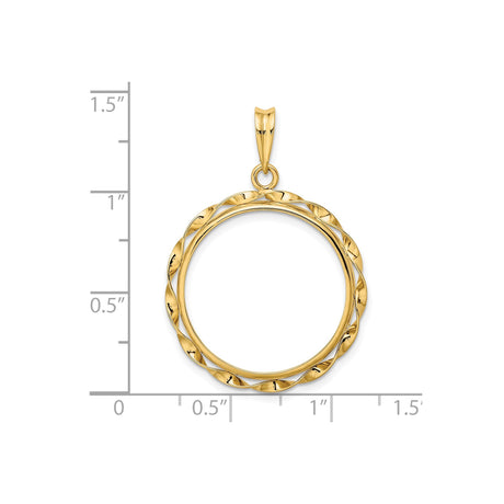 22 mm 14k Yellow Gold coin bezel pendant for US $10 American Buffalo — size reference (ruler)