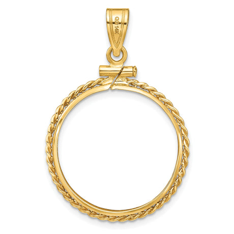22 mm 14k Yellow Gold coin bezel pendant for US $10 American Buffalo — additional image