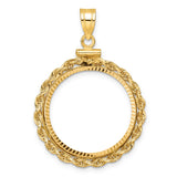 22 mm 14k Yellow Gold coin bezel pendant for US $10 American Buffalo