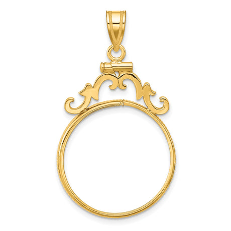 22 mm 14k Yellow Gold coin bezel pendant for US $10 American Buffalo