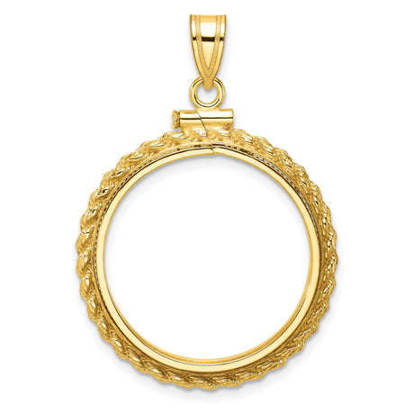 22 mm 10k Yellow Gold coin bezel pendant for US $10 American Buffalo