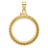 22 mm 14k Yellow Gold coin bezel pendant for US $10 American Buffalo