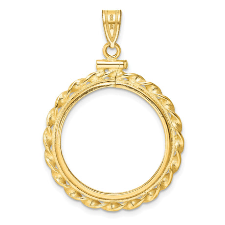 22 mm 14k Yellow Gold coin bezel pendant for US $10 American Buffalo — additional image