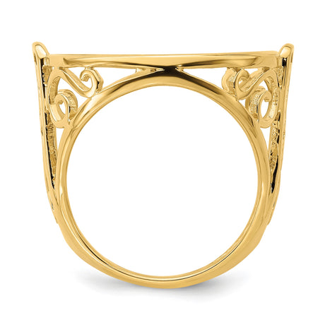 22 mm 14k Yellow Gold coin bezel ring for US $10 American Buffalo — alternate view
