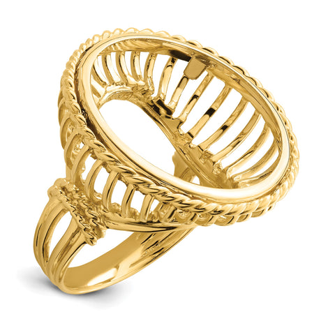22 mm 14k Yellow Gold coin bezel ring for US $10 American Buffalo