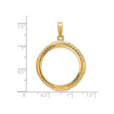 22 mm 14k Yellow Gold coin bezel pendant for US $10 American Eagle — size reference (ruler)