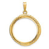 22 mm 14k Yellow Gold coin bezel pendant for US $10 American Eagle