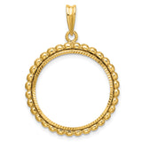 22 mm 14k Yellow Gold coin bezel pendant for US $10 American Eagle