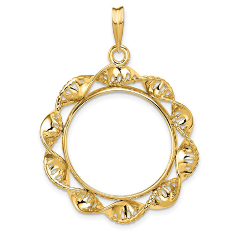 22 mm 14k Yellow Gold coin bezel pendant for US $10 American Eagle