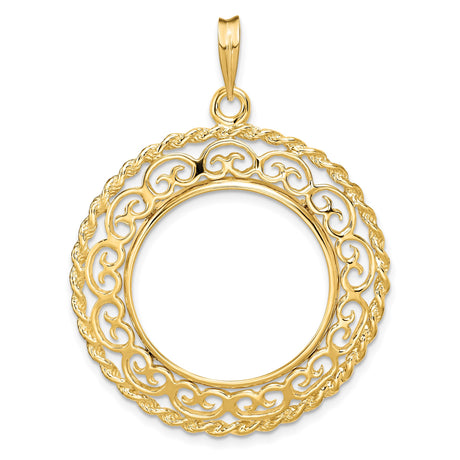 22 mm 14k Yellow Gold coin bezel pendant for US $10 American Eagle