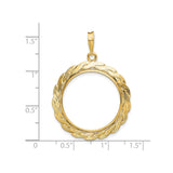 22 mm 14k Yellow Gold coin bezel pendant for US $10 American Eagle — size reference (ruler)