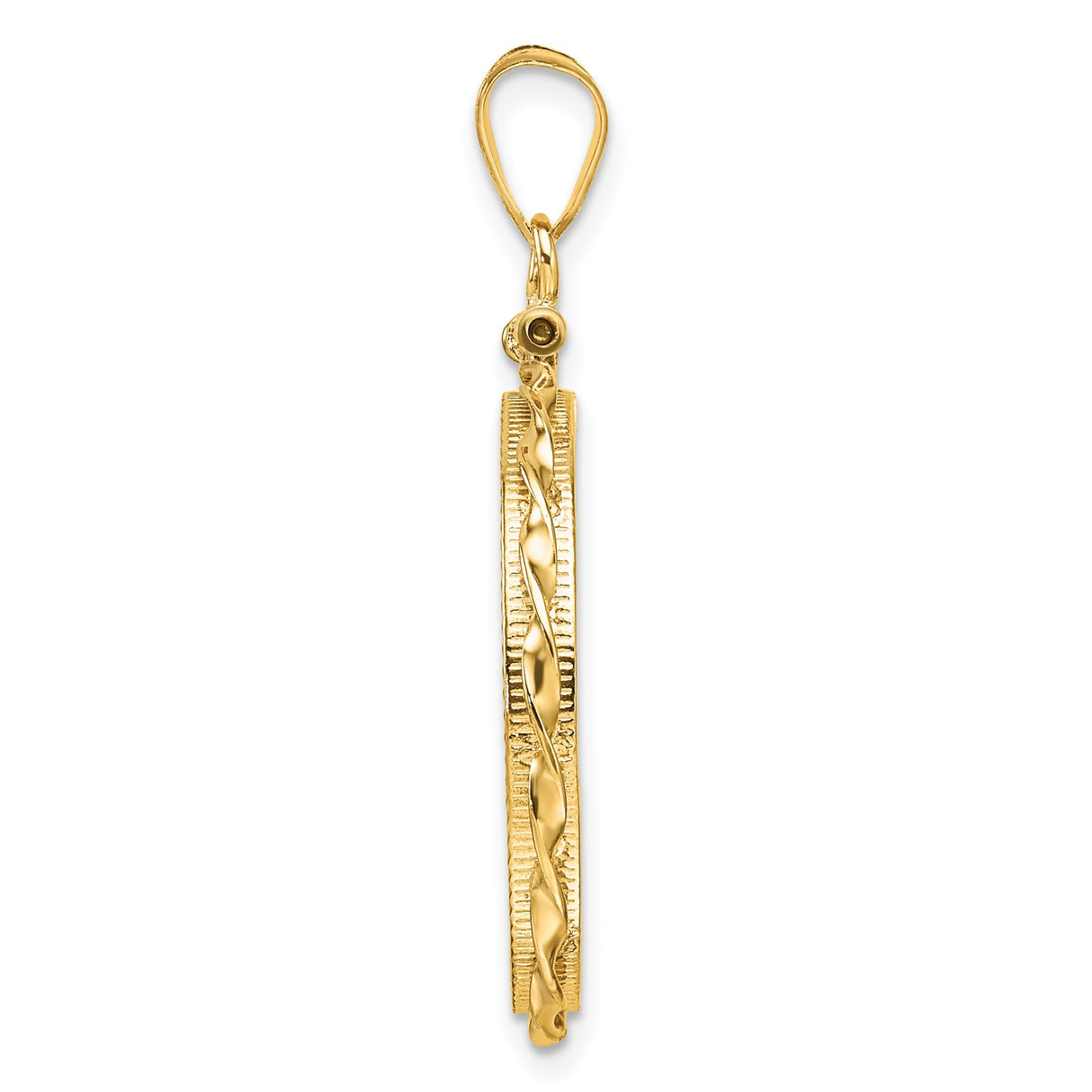 22 mm 14k Yellow Gold coin bezel pendant for US $10 American Eagle — alternate view
