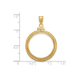 22 mm 14k Yellow Gold coin bezel pendant for US $10 American Eagle — size reference (ruler)