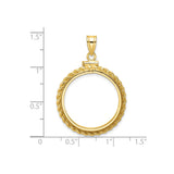 22 mm 14k Yellow Gold coin bezel pendant for US $10 American Eagle — size reference (ruler)