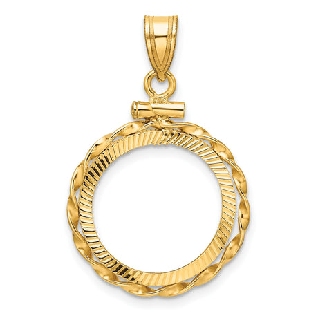 17 mm 14k Yellow Gold coin bezel pendant for US $25 American Eagle Platinum