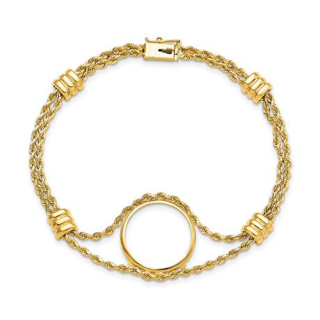 18 mm 14k Yellow Gold coin bezel bracelet for US 10¢ Dime - Barber — additional image